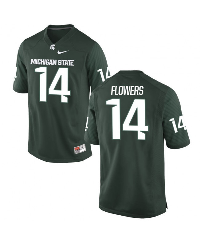 Men's Michigan State Spartans #14 Emmanuel Flowers NCAA Nike Authentic Green College Stitched Football Jersey FE41A55XF
